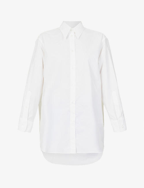 MM6 MAISON MARGIELA: Cut-out dropped-shoulder relaxed-fit cotton shirt