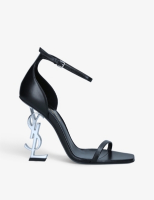 SAINT LAURENT - Opyum 110 studded leather heeled sandals | Selfridges.com