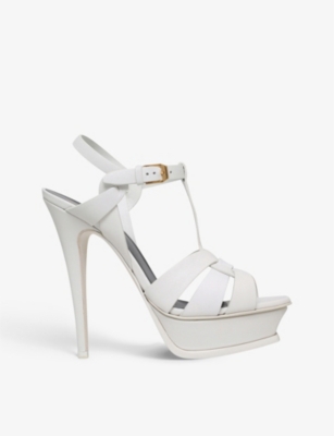 SAINT LAURENT Tribute leather platform sandals Selfridges