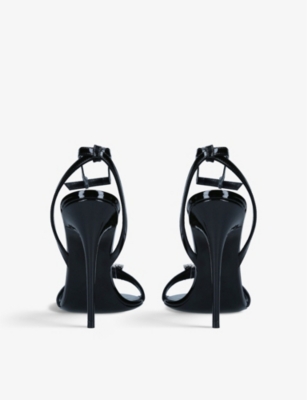 SAINT LAURENT Gippy buckle-embellished patent-leather heeled sandals