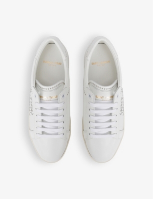 SAINT LAURENT Sign studded-logo leather low-top trainers