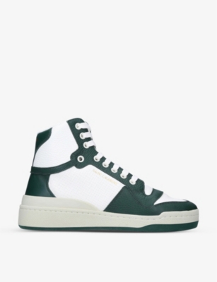 SAINT LAURENT: SL24 logo-print high-top leather trainers