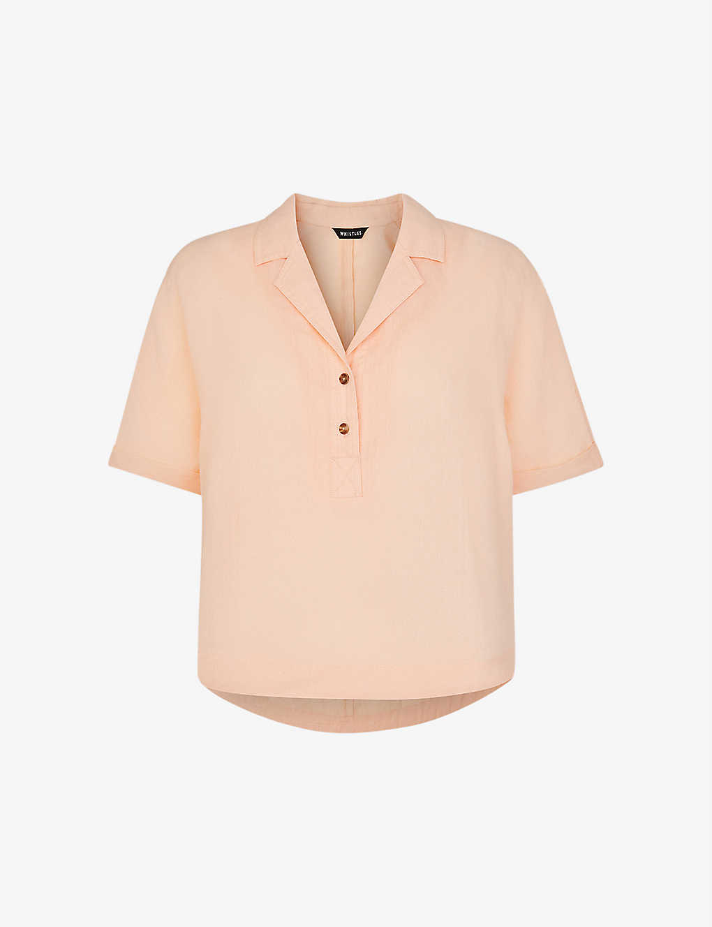 Whistles Sadie Polo Linen-blend Top In Pale Pink
