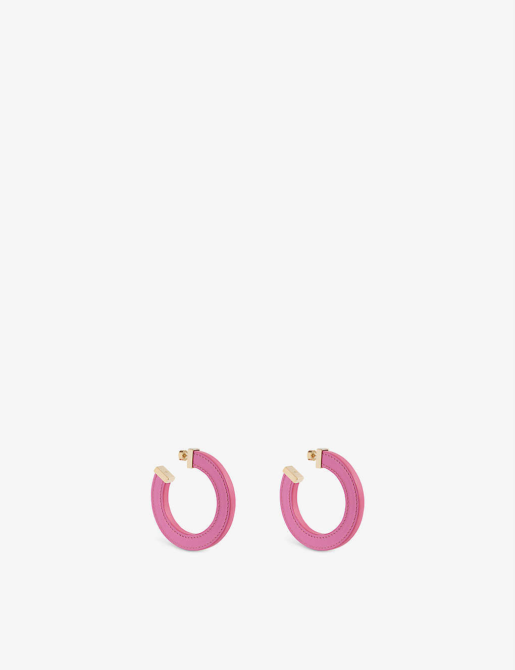 JACQUEMUS JACQUEMUS WOMENS PINK LA CREOLE LINEN AND GOLD-TONED BRASS HOOP EARRINGS,58629650