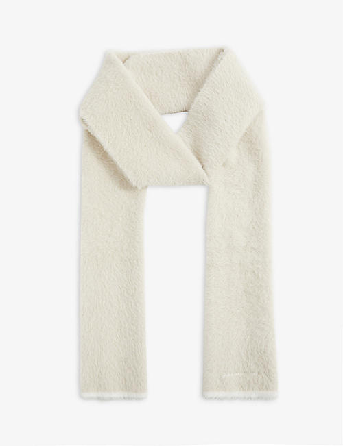 JACQUEMUS: L'Écharpe Neve logo-embroidered stretch-woven-knit scarf