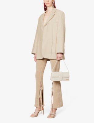 Jacquemus Le Bambino Long Canvas Top-handle Bag In Light Greige