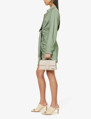 Shop Jacquemus Women's Light Greige Le Grand Bambino Woven-blend Top-handle Bag