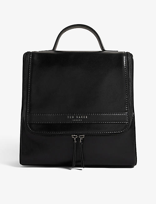 TED BAKER: Plec logo-embossed leather wash bag