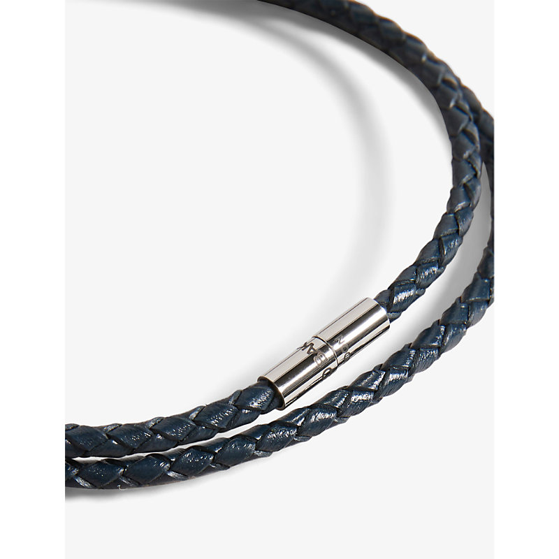 Shop Ted Baker Men's Navy Ppound Woven Leather Bracelet