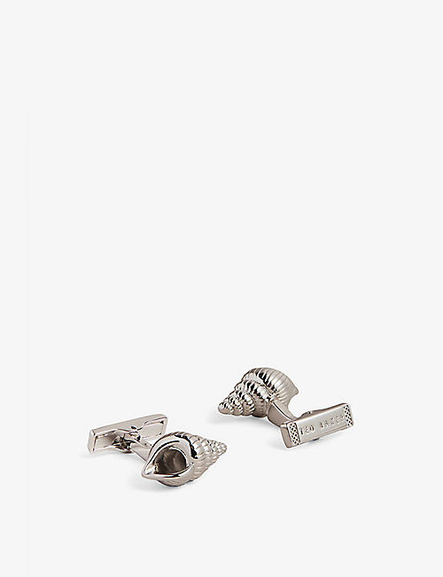 TED BAKER: Combe shell silver-plated cufflinks