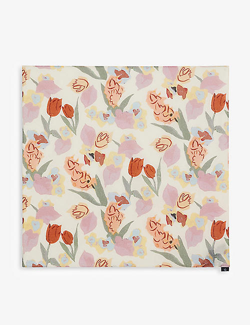 TED BAKER: Floral-print cotton scarf