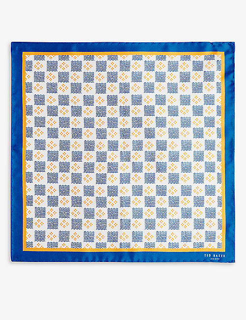 TED BAKER: Chequa geometric-print silk pocket square