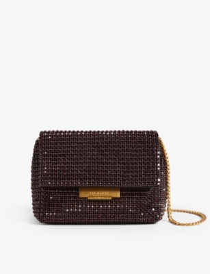 Ted Baker Womens Dp-purple Crystal-embellished Woven Cross-body Bag