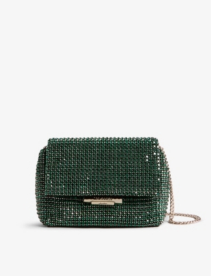 Ted Baker Womens Green Crystal-embellished Woven Cross-body Bag