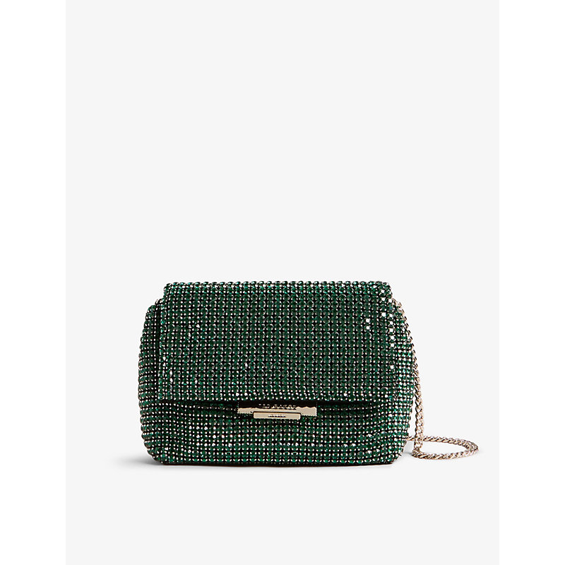 Ted Baker Womens Green Crystal-embellished Woven Cross-body Bag