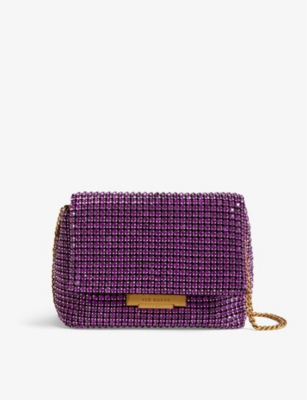 Ted Baker Womens Mid-purple Crystal-embellished Woven Cross-body Bag