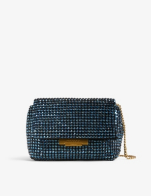 Ted Baker Gliters Crystal Mini Crossbody Bag In Navy