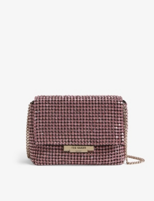 Ted Baker Womens Pl-pink Crystal-embellished Woven Cross-body Bag