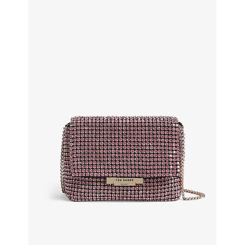 Ted Baker Womens Pl-pink Crystal-embellished Woven Cross-body Bag