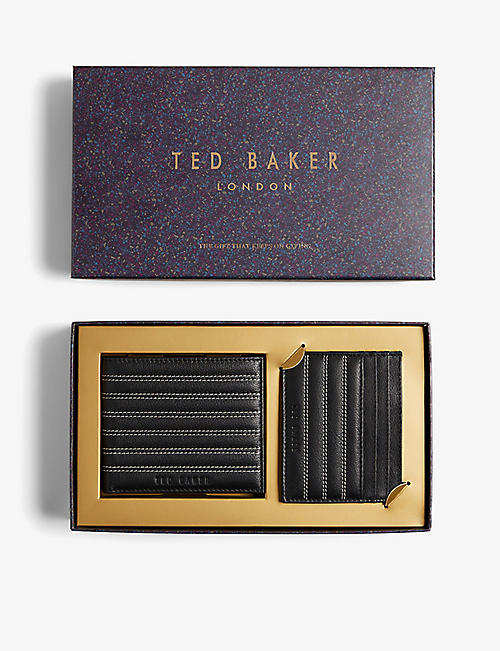 TED BAKER: Plaset leather wallet and card holder gift set
