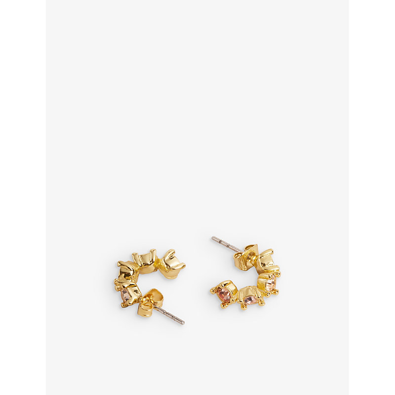 Shop Ted Baker Tbj3056 Cresita Rose-gold Tone Crystal-embellished Brass Hoop Earrings In Sh-pl-gold