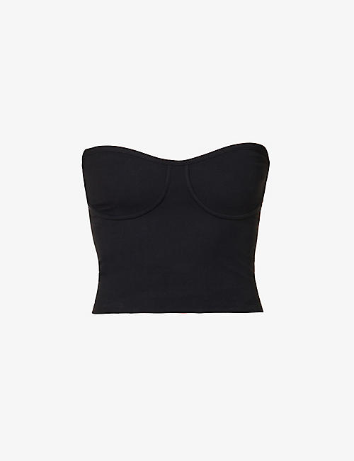 JOAH BROWN: Bustier slim-fit stretch-woven top