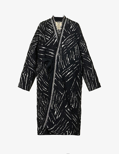UMA WANG: Caleb geometric-pattern woven coat