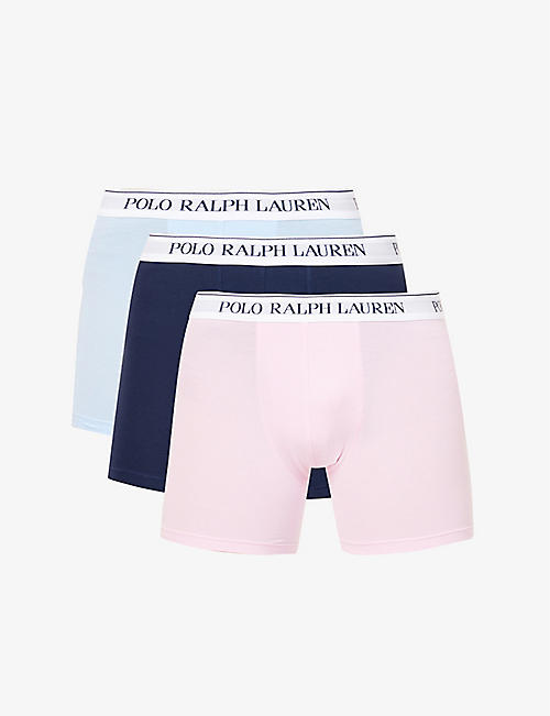 POLO RALPH LAUREN: Pack of three branded-waistband stretch-cotton briefs