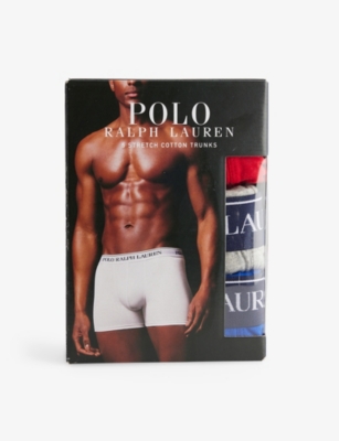 POLO RALPH LAUREN: Pack of five branded-waistband stretch-cotton trunks