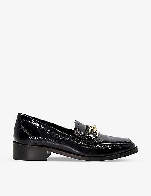 DUNE: Greenfield chain-trim leather loafers