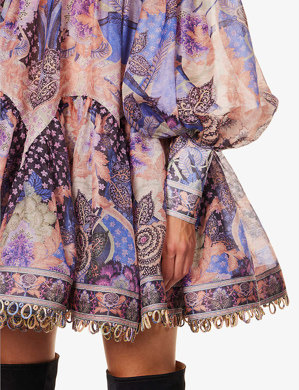 ZIMMERMANN Celestial high-neck linen-blend mini dress