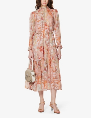 ZIMMERMANN Floral-print ruffle-detailed woven midi dress