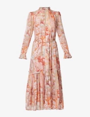 ZIMMERMANN Floral-print ruffle-detailed woven midi dress