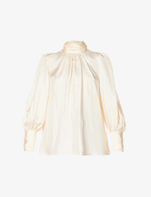 ZIMMERMANN: Celeste high-neck bishop-sleeve silk blouse
