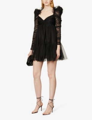 ZIMMERMANN Frill-trimmed V-neck cotton and silk-blend mini dress