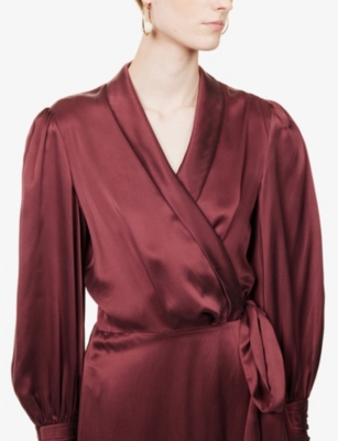 ZIMMERMANN Plunge-neck wrap-over silk midi dress