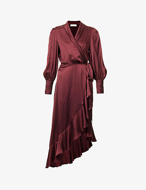 Selfridges & Co Women Clothing Dresses V-Neck Dresses Plunge-neck wrap-over silk midi dress 