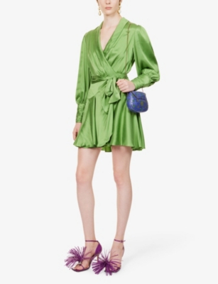 ZIMMERMANN Plunge-neck wrap-over silk mini dress