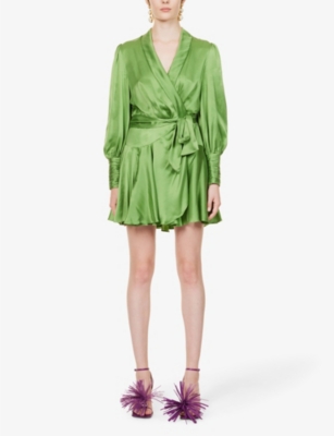 ZIMMERMANN Plunge-neck wrap-over silk mini dress