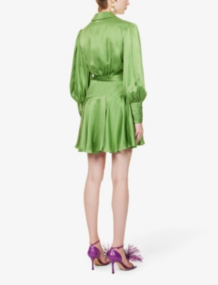 ZIMMERMANN Plunge-neck wrap-over silk mini dress