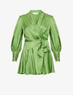 ZIMMERMANN Plunge-neck wrap-over silk mini dress