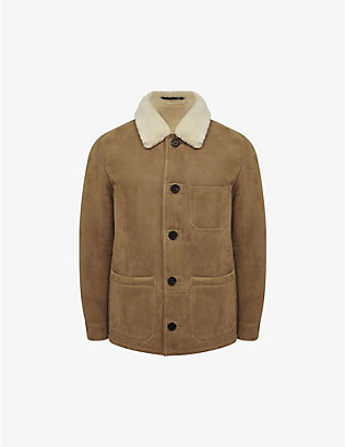 REISS: Marton buttoned classic-collar shearling jacket