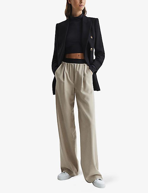 Shes Electric mid-rise flared-leg knitted trousers Selfridges & Co Women Clothing Pants Wide Leg Pants 