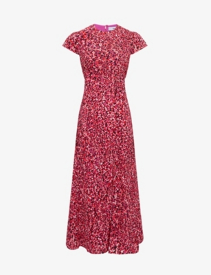REISS - Livia floral-print cut-out woven midi dress | Selfridges.com