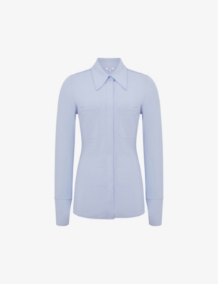 Reiss Womens Blue Billie Stretch-woven Shirt