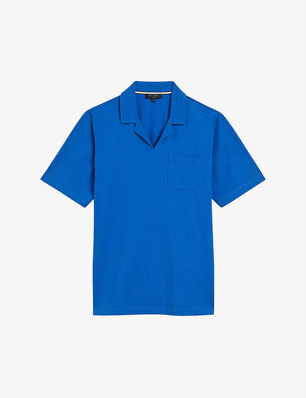 Ted Baker Santiago Regular Fit Open Collar Polo In Mid-blue