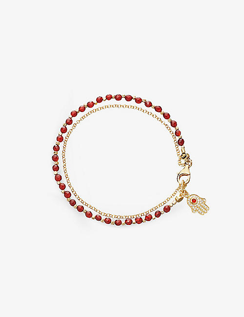 ASTLEY CLARKE: Hamsa Biography 18ct yellow-gold vermeil sterling-silver and red agate bracelet