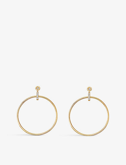 ASTLEY CLARKE: Polaris 18ct yellow gold-plated vermeil sterling-silver and white sapphire hoop earrings