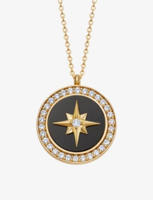 ASTLEY CLARKE: Polaris large 18ct yellow gold-plated vermeil sterling-silver, sapphire and black onyx locket