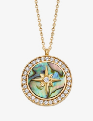 Astley Clarke Womens Polaris Large 18ct Yellow Gold-plated Vermeil Sterling-silver, Sapphire And Abalone Locket